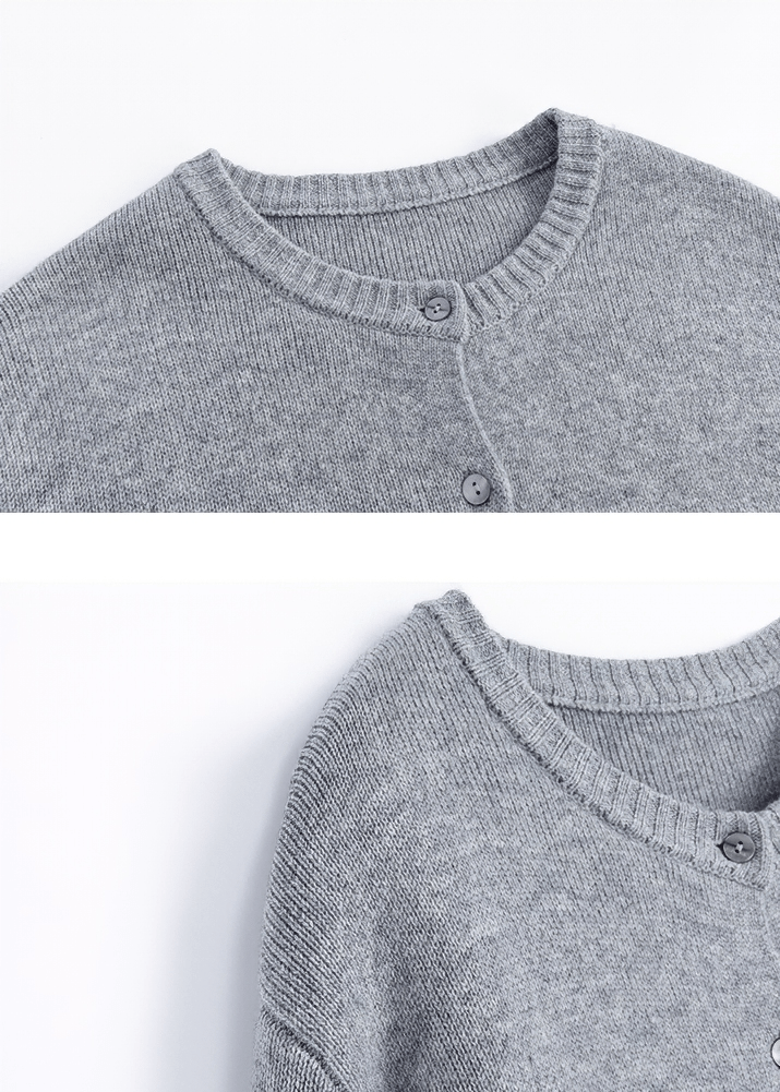 ROUND NECK CASHMERE BLEND CARDIGAN - Vera Lumina