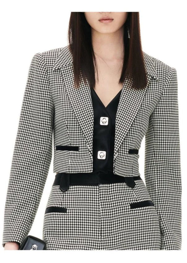royal houndstooth knight short jacket & skirt - Vera Lumina