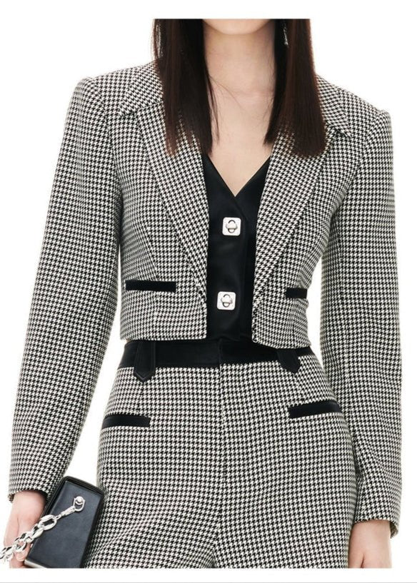 royal houndstooth knight short jacket & skirt - Vera Lumina