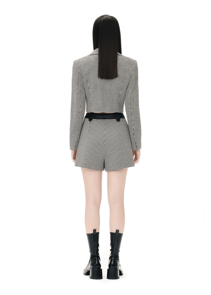 royal houndstooth knight short jacket & skirt - Vera Lumina