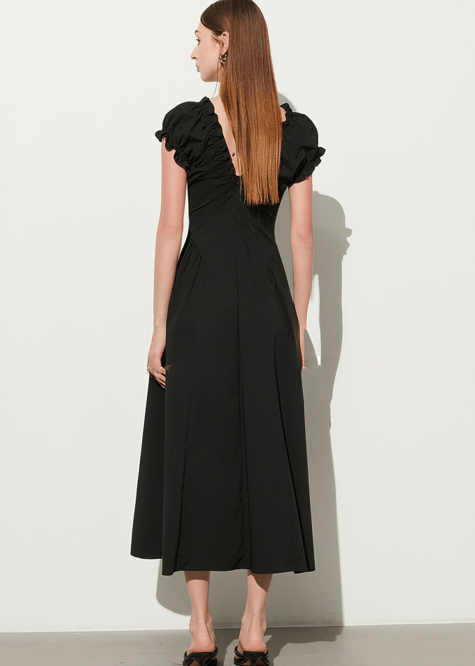 RUCHED PUFF SLEEVE DRESS - Vera Lumina