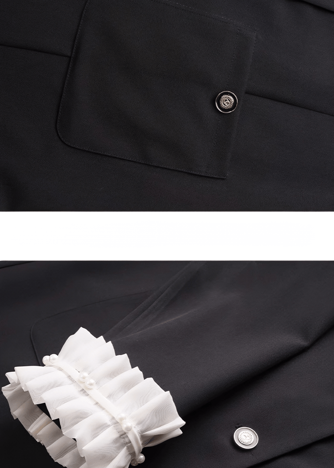 RUFFLE COLLAR MILITARY BUTTON DRESS - Vera Lumina