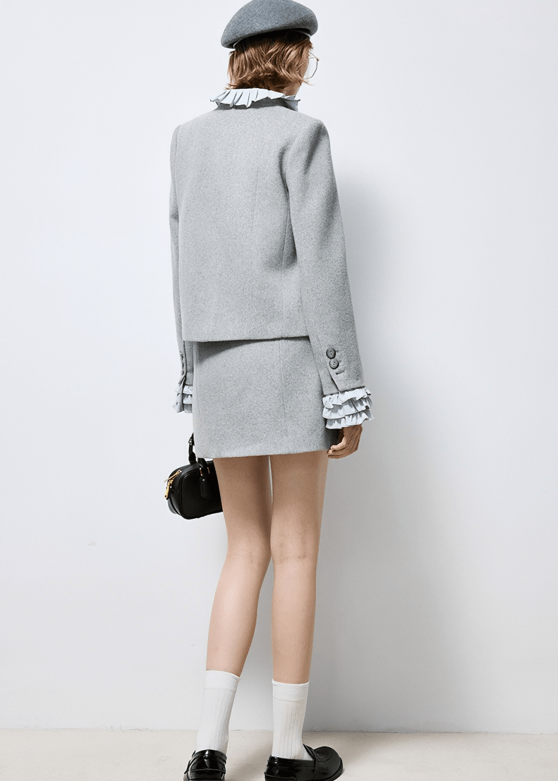 RUFFLE TRIM WOOL JACKET - Vera Lumina