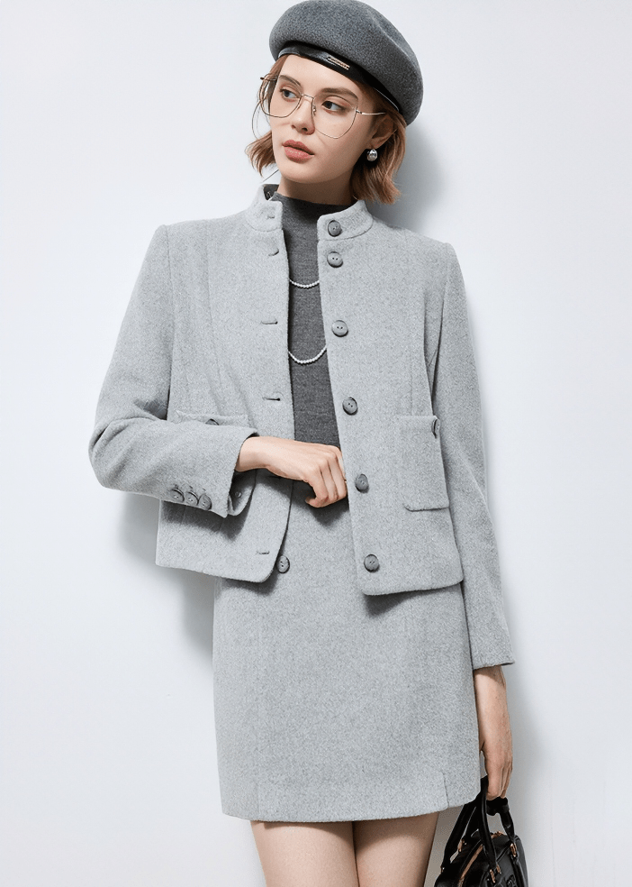 RUFFLE TRIM WOOL JACKET - Vera Lumina