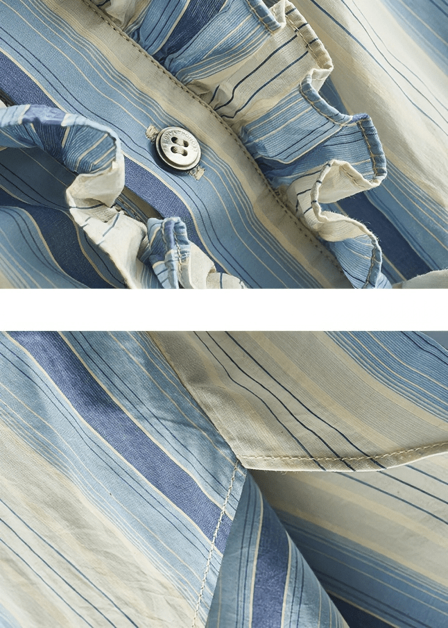 RUFFLED PLACKET STRIPE SHIRT - Vera Lumina