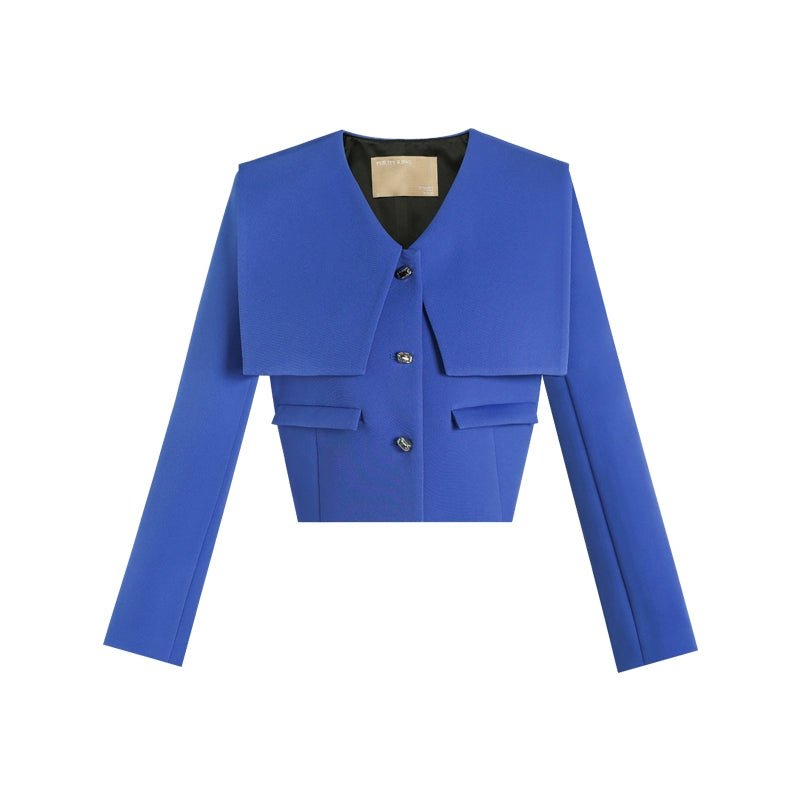 Sapphire blue short jacket & floral beaded skirt - Vera Lumina