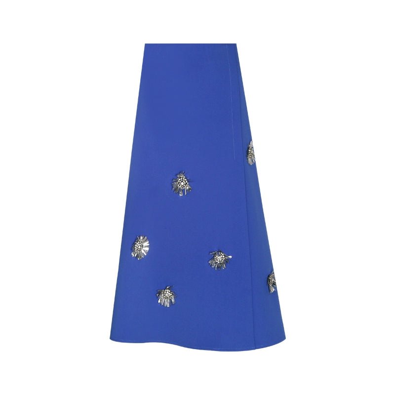 Sapphire blue short jacket & floral beaded skirt - Vera Lumina