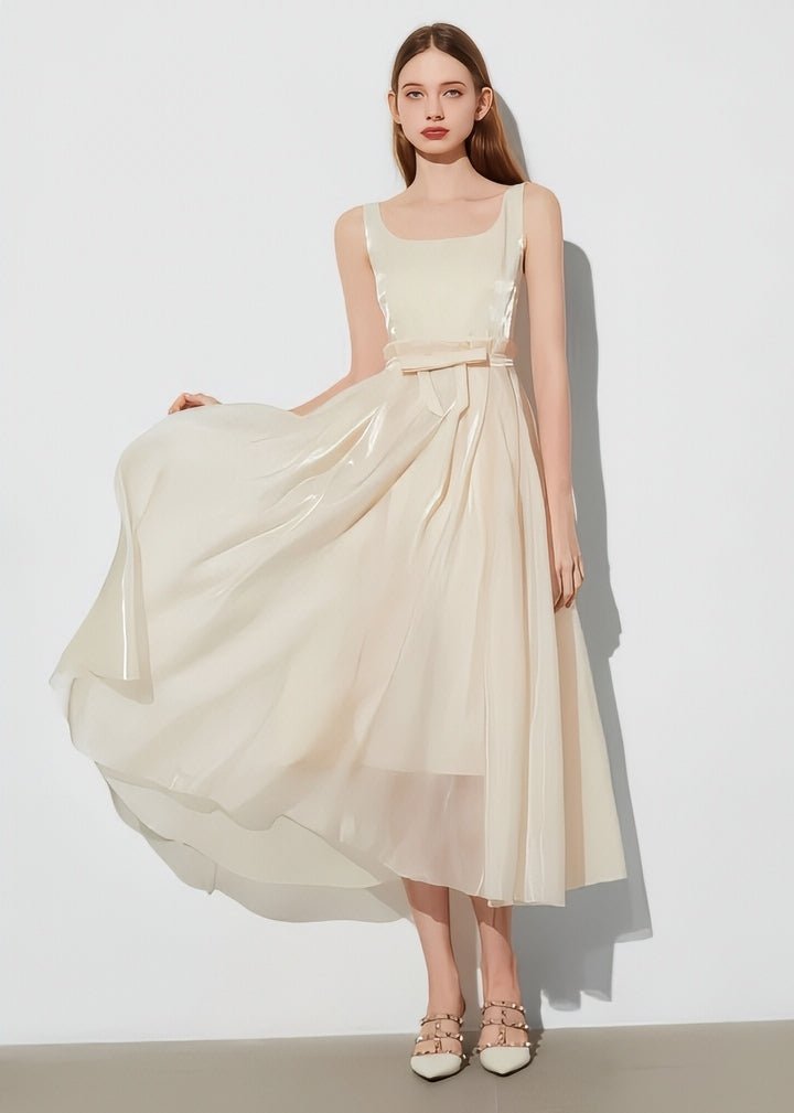 Satin Sheer Two - Piece Style Dress - Vera Lumina