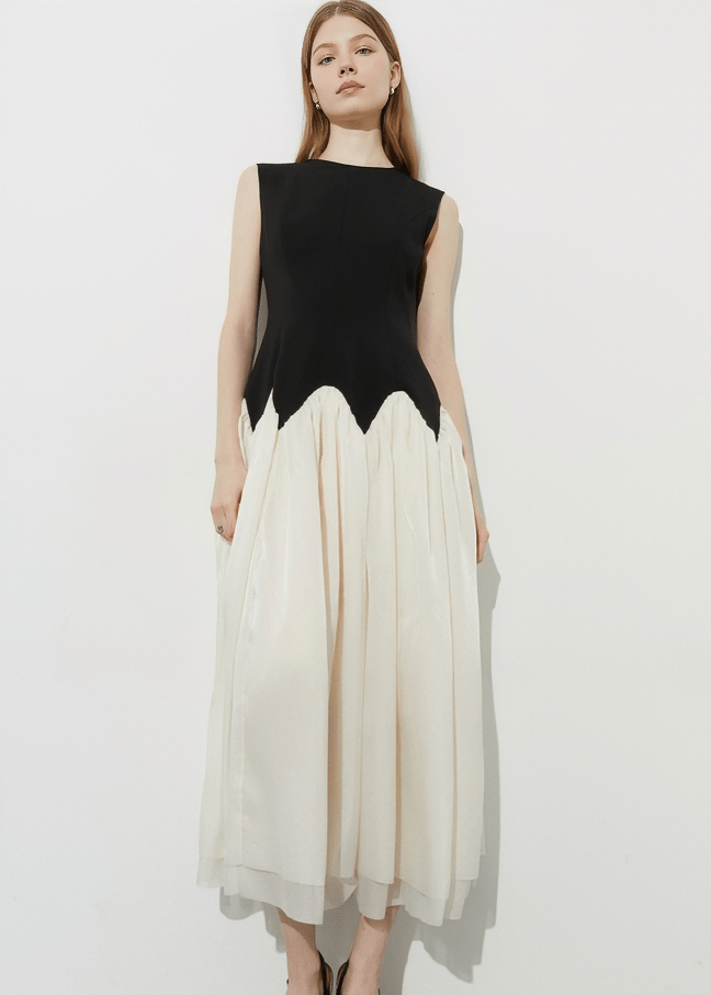 SCALLOPED HEMLINE MIDI DRESS - Vera Lumina