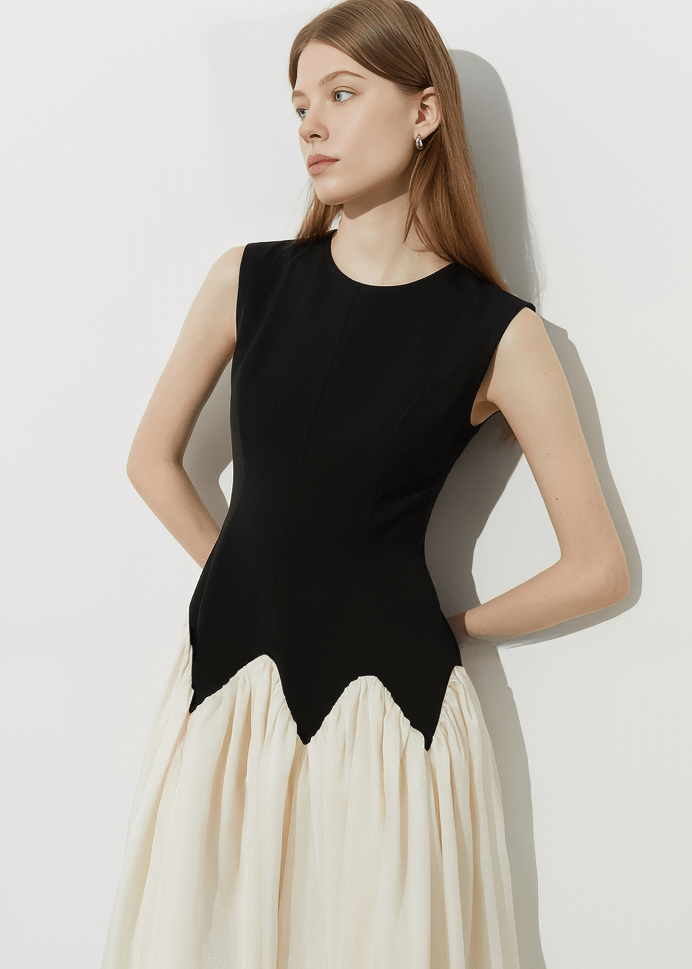 SCALLOPED HEMLINE MIDI DRESS - Vera Lumina