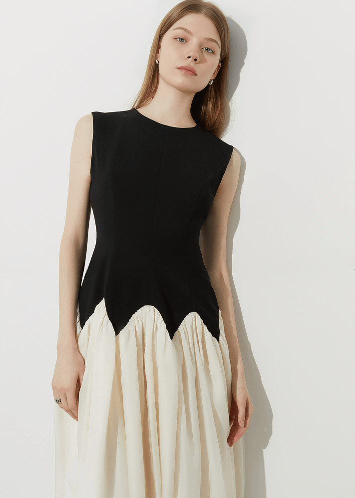 SCALLOPED HEMLINE MIDI DRESS - Vera Lumina