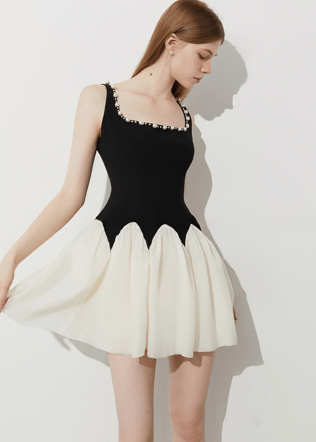 SCALLOPED PEARL MINI DRESS - Vera Lumina