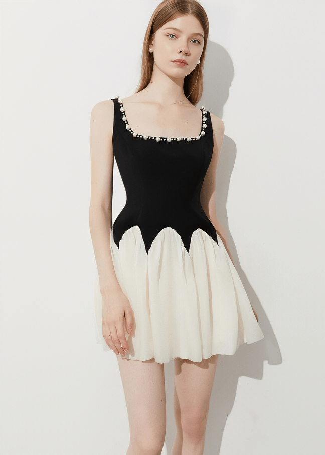 SCALLOPED PEARL MINI DRESS - Vera Lumina