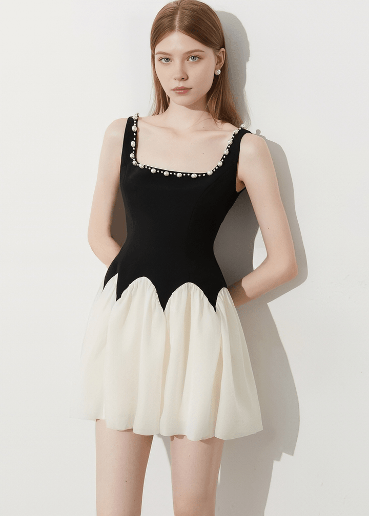 SCALLOPED PEARL MINI DRESS - Vera Lumina