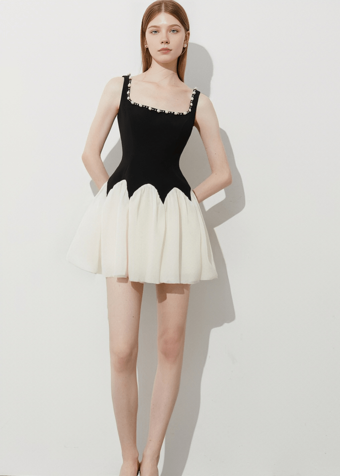 SCALLOPED PEARL MINI DRESS - Vera Lumina