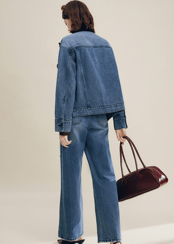 SCATTERED FLORAL EMBROIDERED DENIM JACKET - Vera Lumina
