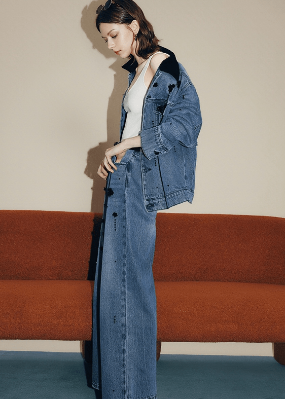 SCATTERED FLORAL EMBROIDERED DENIM JACKET - Vera Lumina