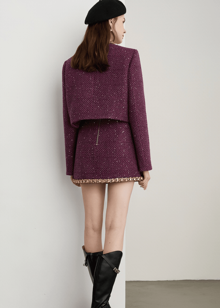 SCATTERED SEQUIN GILDED TRIM JACKET - Vera Lumina