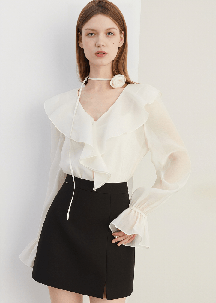 SCULPTURAL BLOOM ORGANZA BLOUSE - Vera Lumina