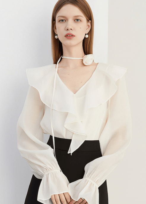 SCULPTURAL BLOOM ORGANZA BLOUSE - Vera Lumina