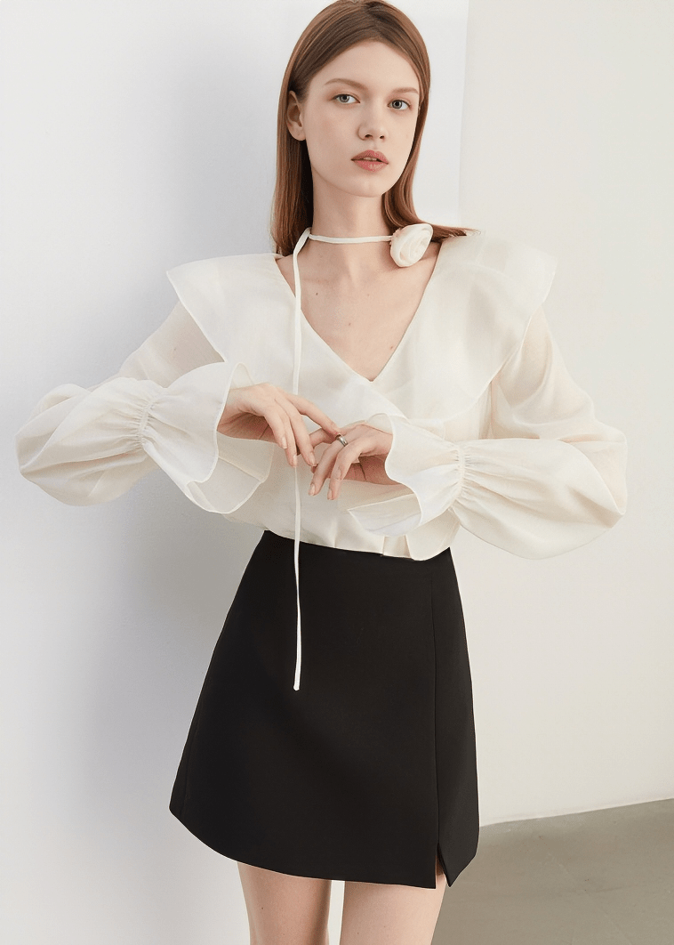 SCULPTURAL BLOOM ORGANZA BLOUSE - Vera Lumina