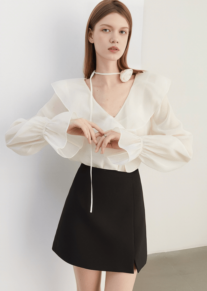 SCULPTURAL BLOOM ORGANZA BLOUSE - Vera Lumina