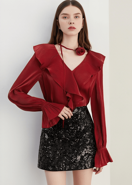 SCULPTURAL BLOOM ORGANZA BLOUSE - Vera Lumina