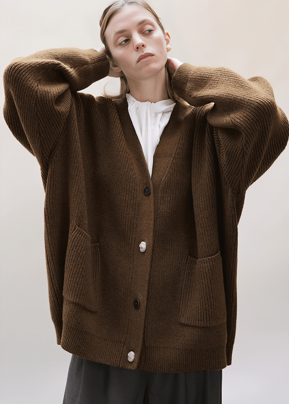 SCULPTURAL RIBBED CARDIGAN - Vera Lumina