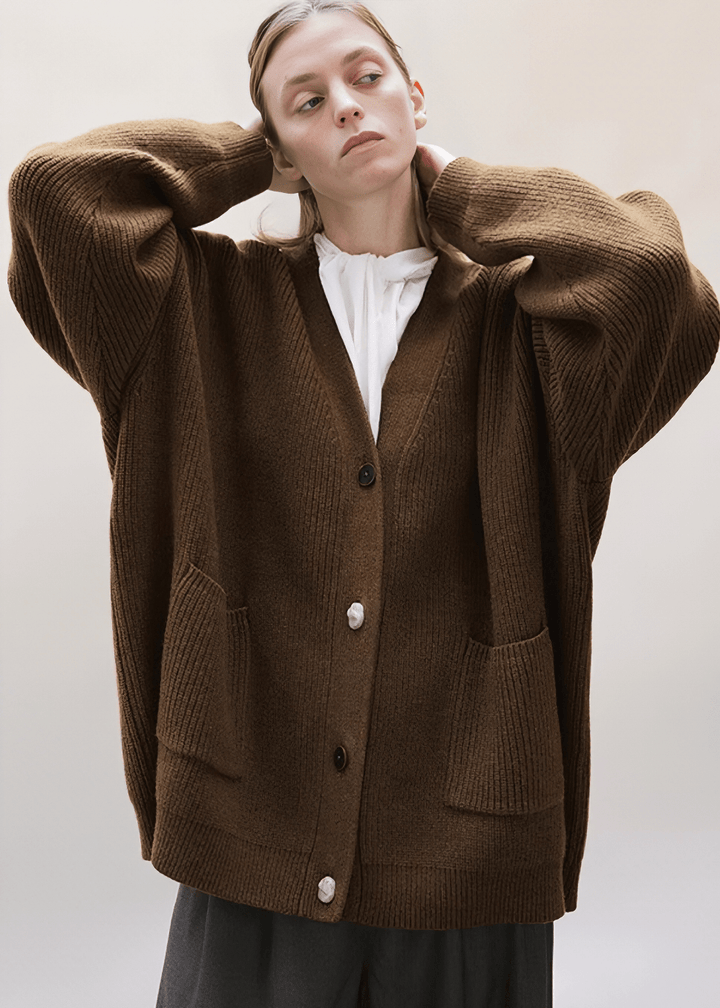 SCULPTURAL RIBBED CARDIGAN - Vera Lumina