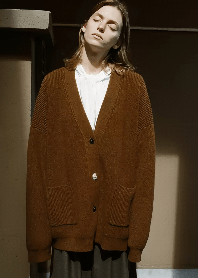 SCULPTURAL RIBBED CARDIGAN - Vera Lumina