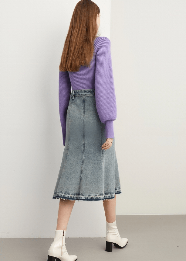 SCULPTURAL SWEETHEART BALLOON SLEEVE KNIT - Vera Lumina