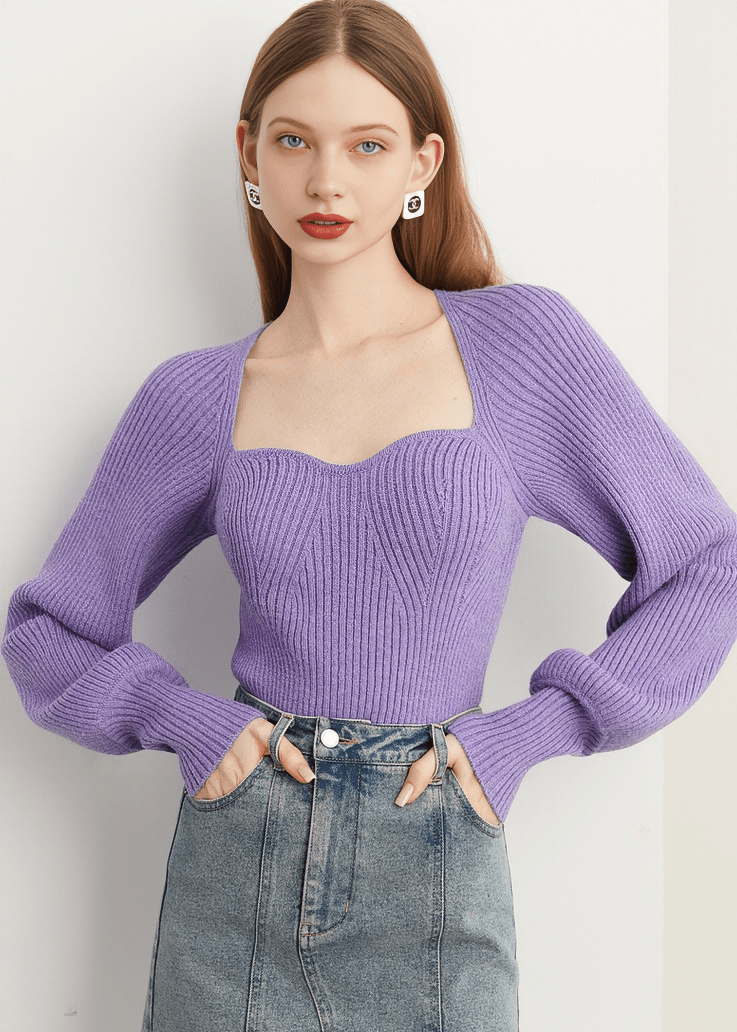 SCULPTURAL SWEETHEART BALLOON SLEEVE KNIT - Vera Lumina