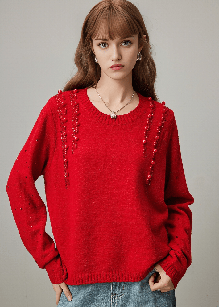 SEQUIN EMBELLISHED KNIT SWEATER - Vera Lumina