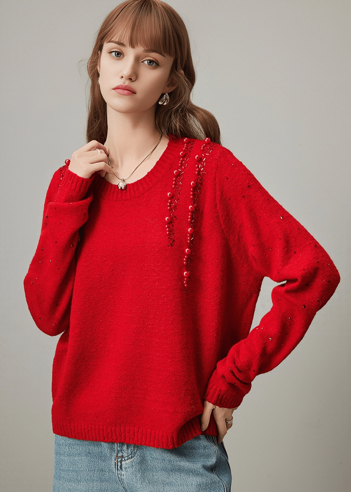 SEQUIN EMBELLISHED KNIT SWEATER - Vera Lumina