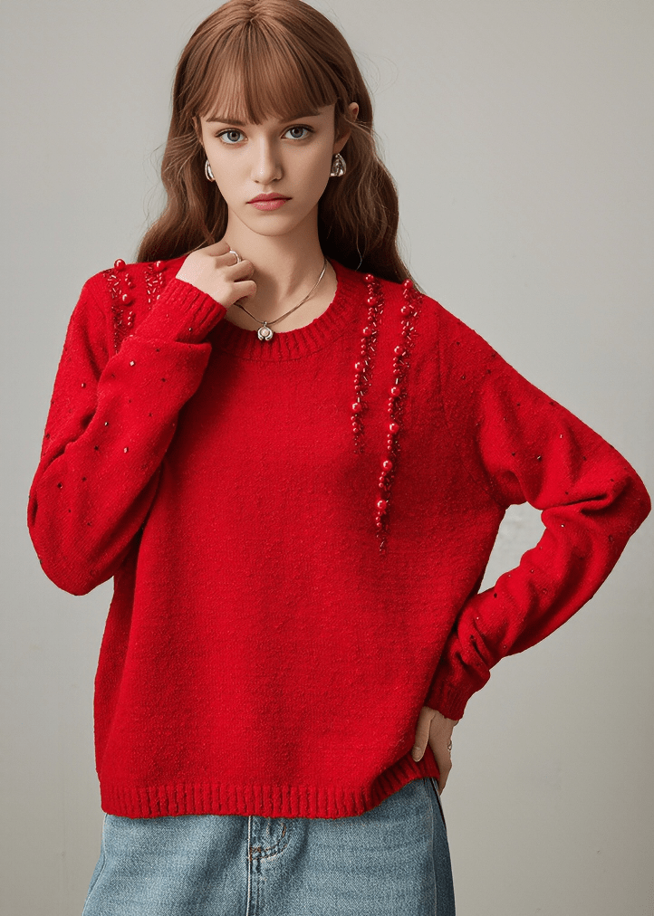 SEQUIN EMBELLISHED KNIT SWEATER - Vera Lumina