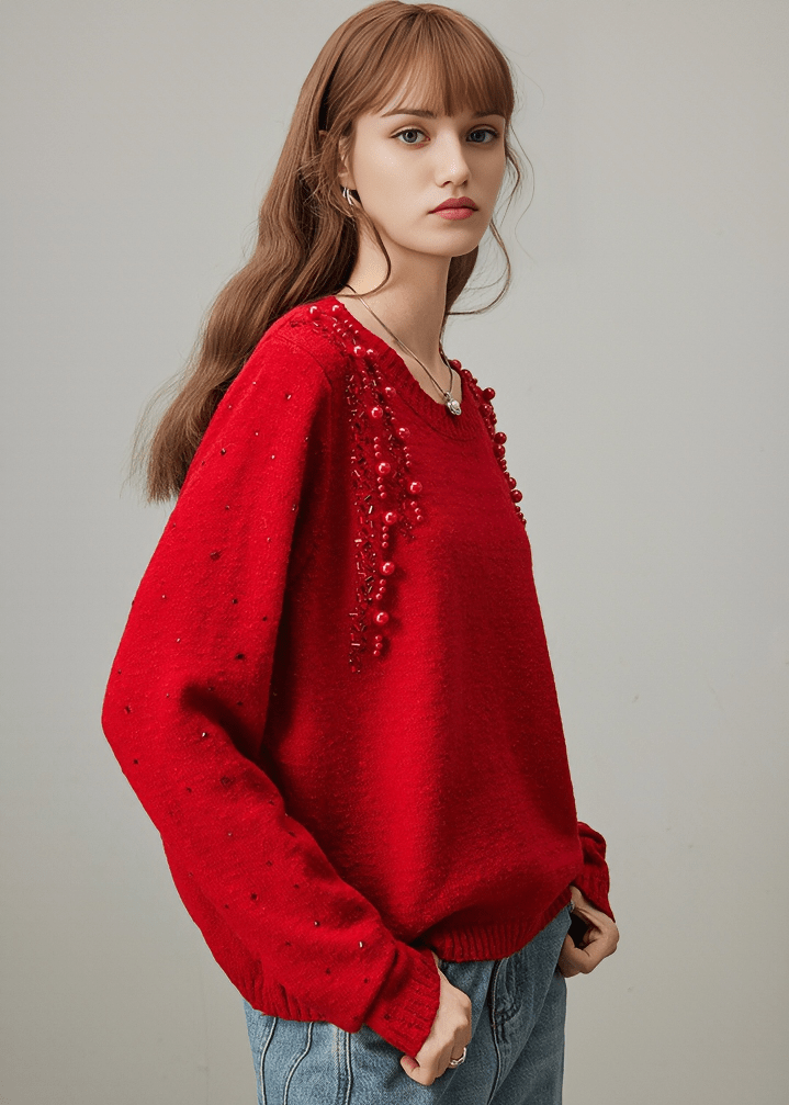SEQUIN EMBELLISHED KNIT SWEATER - Vera Lumina