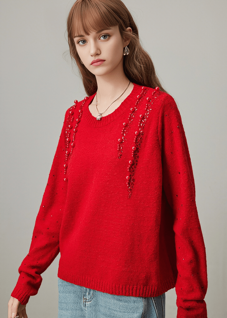 SEQUIN EMBELLISHED KNIT SWEATER - Vera Lumina