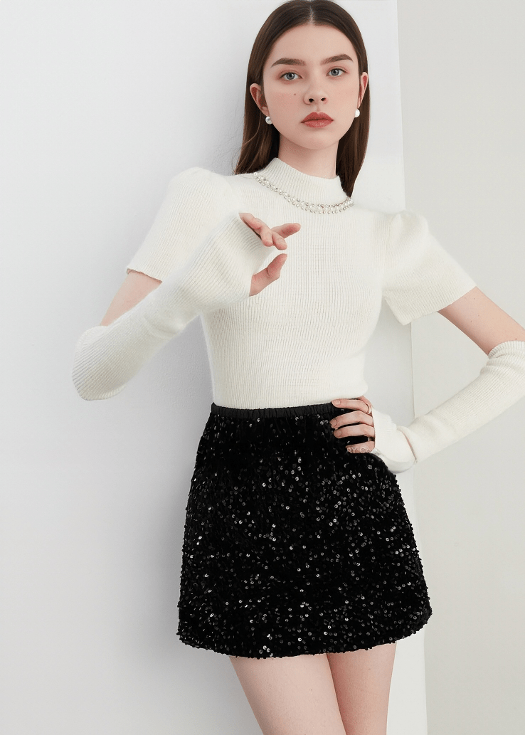 SEQUIN EMBELLISHED MINI SKIRT - Vera Lumina