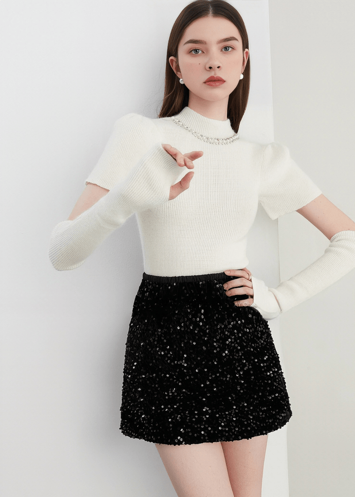 SEQUIN EMBELLISHED MINI SKIRT - Vera Lumina