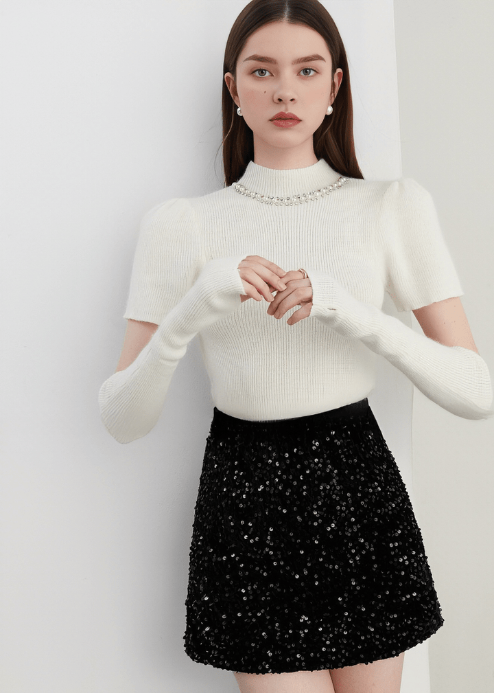 SEQUIN EMBELLISHED MINI SKIRT - Vera Lumina