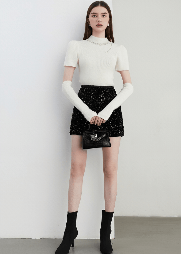 SEQUIN EMBELLISHED MINI SKIRT - Vera Lumina