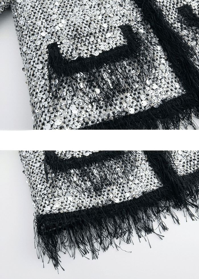SEQUIN FRINGE TRIM JACKET - Vera Lumina