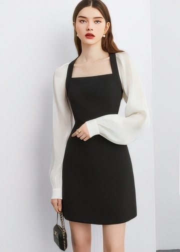 Sheer Sleeve Halter Dress - Vera Lumina