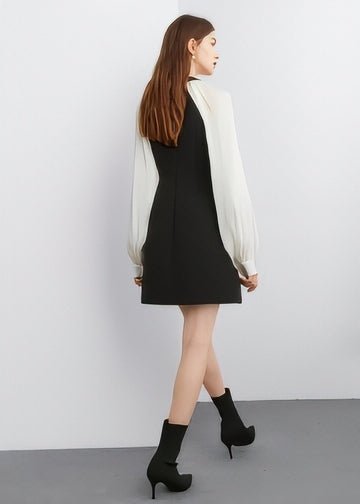 Sheer Sleeve Halter Dress - Vera Lumina