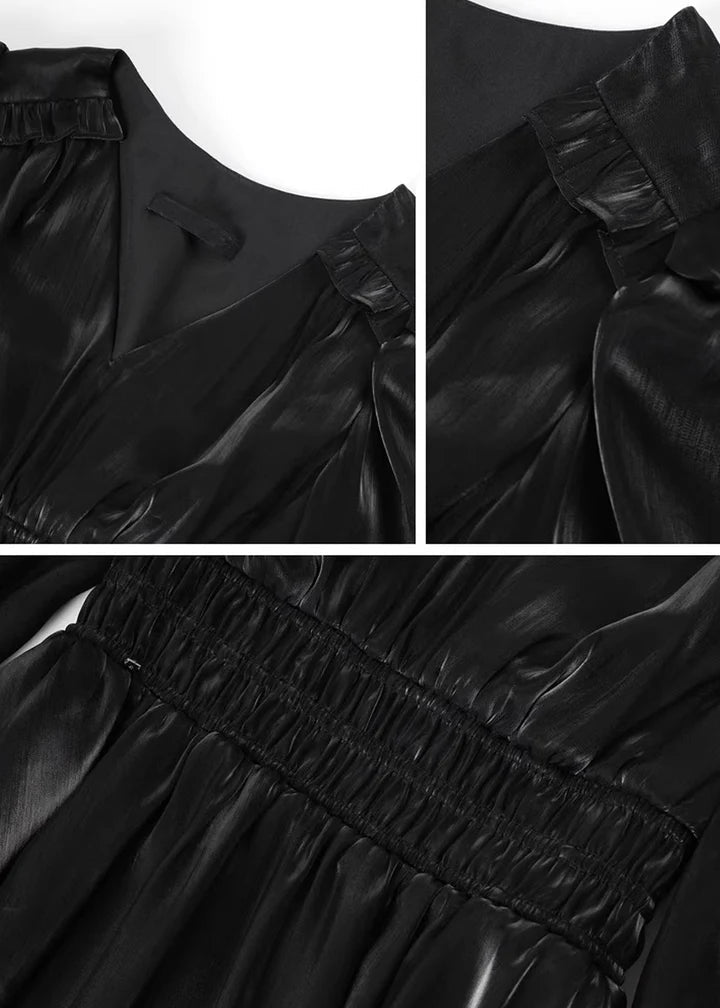 Shiny Chiffon Flare Mini Dress - Vera Lumina
