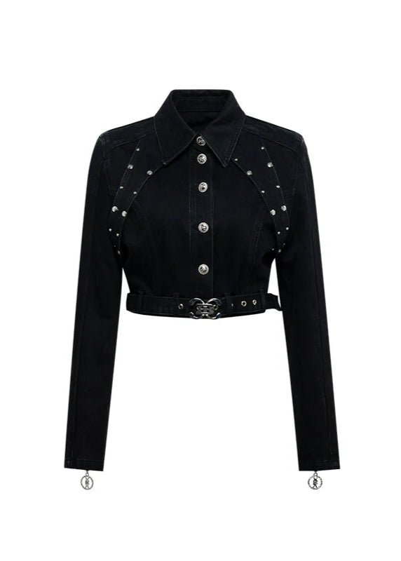 shot stud denim tops & skirt - Vera Lumina