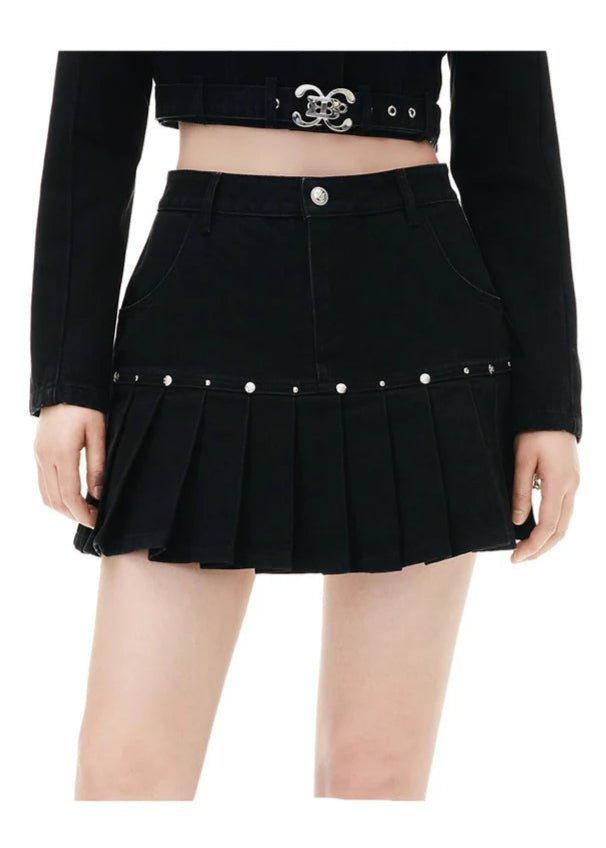 shot stud denim tops & skirt - Vera Lumina