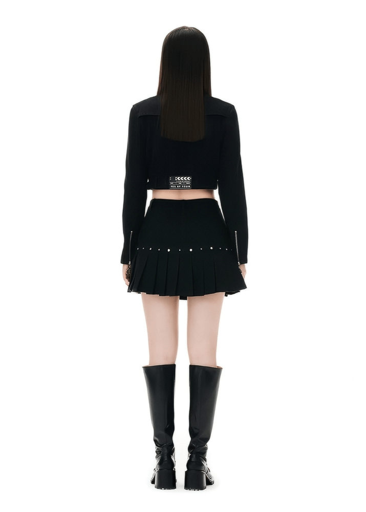 shot stud denim tops & skirt - Vera Lumina