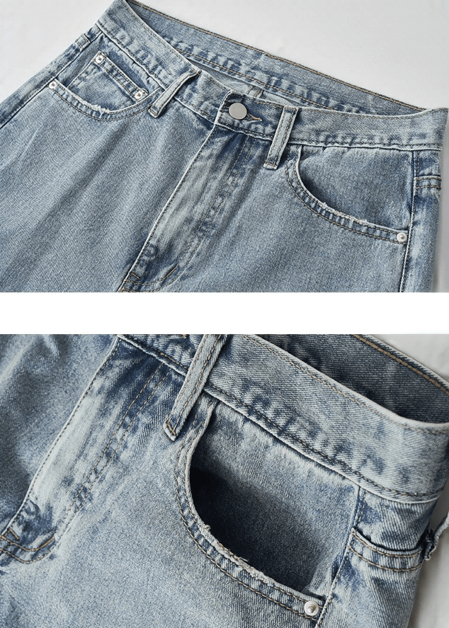 SIDE SEAM STITCH DETAIL WIDE LEG JEANS - Vera Lumina