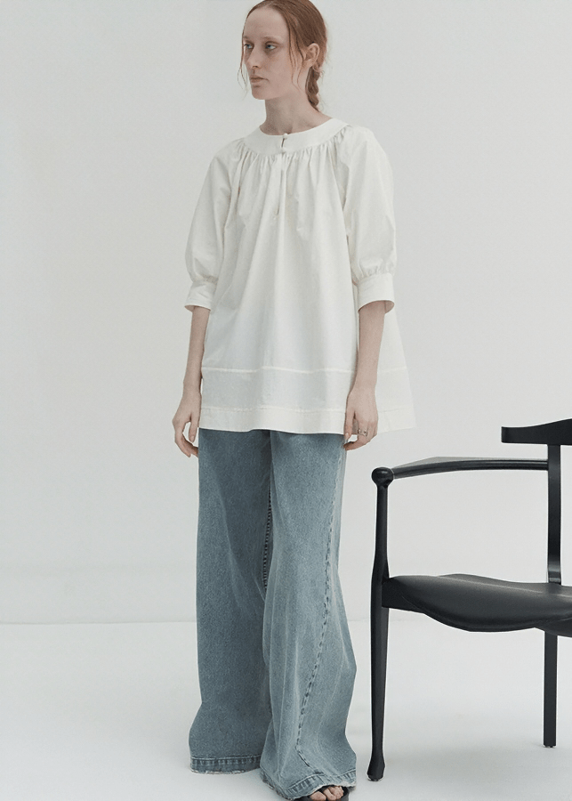 SIDE SEAM STITCH DETAIL WIDE LEG JEANS - Vera Lumina